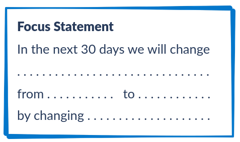 In the next 30 days we will change ... from ... to ... by changing ...